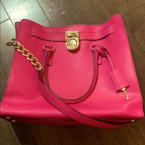 Michael Kors Hamilton Hot Pink Tote Crossbody